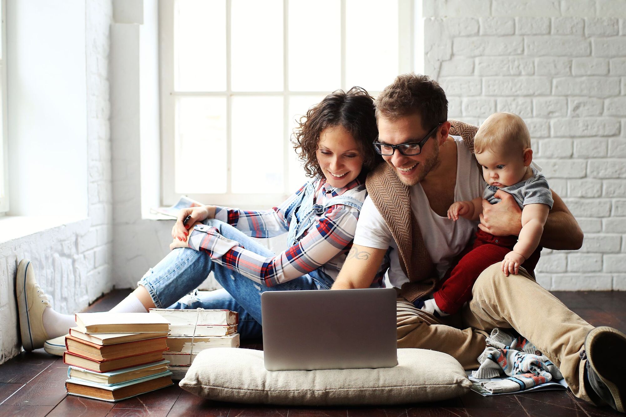 Happy Canadian family with financial advisor